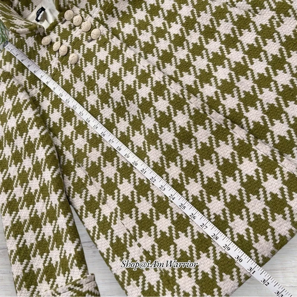 J.Crew rare vintage apple green houndstooth peacoat *shop@iamwarrior - Picture 8 of 10